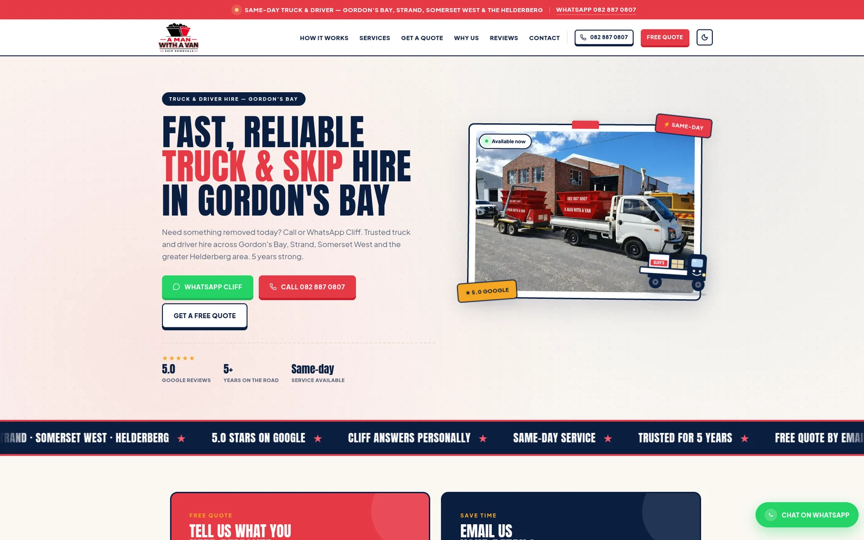 A Man With A Van website